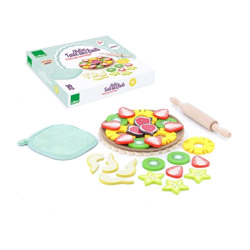 Atelier tarte aux fruits accessoire cuisine et marchande jeu imitation aliment en bois REVENDEUR VILAC magasin de jouets en bois à st pierre 97410 Livraison LA REUNION 974