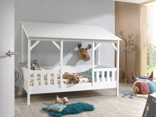 lit enfant cabane blanc en bois