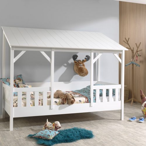 lit enfant cabane blanc en bois