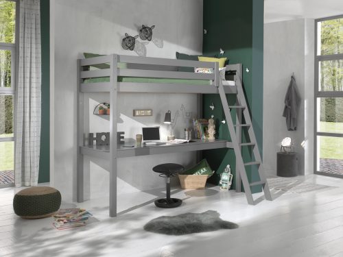 Lit Mezzanine FINLANDE Gris en bois massif