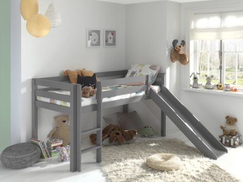 Lit mi-hauteur TOBOGGAN Gris pour enfant dès 4 ans boutique magasin meuble enfant et ado saint pierre reunion 974