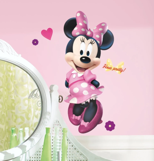 Stickers géants repositionnables MINNIE DISNEY déco murale chambre d'enfant SOLDES IL ETAIT UNE FOIS magasin de mobiliers et décos pour chambre d'enfants à st pierre 97410 livraison la réunion 974