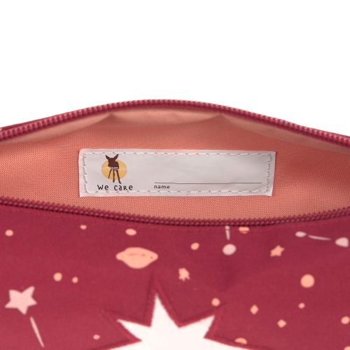 trousse avec étoiles magiques avec étiquette de nom