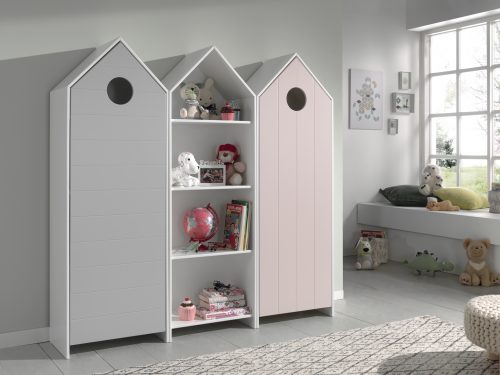 armoire 1 porte assorti couleur gris et rose