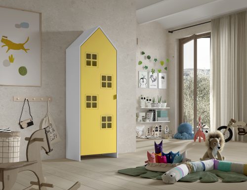 Armoire modulable avec une porte de couleur pour chambre bébé et enfant décoration de chambre et mobilier saint pierre reunion 974 livraison à domicile JAUNE