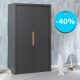 armoire 2 portes pour ado gris ardoise boutique mobilier meuble et chambre enfant ado saint pierre reunion 974