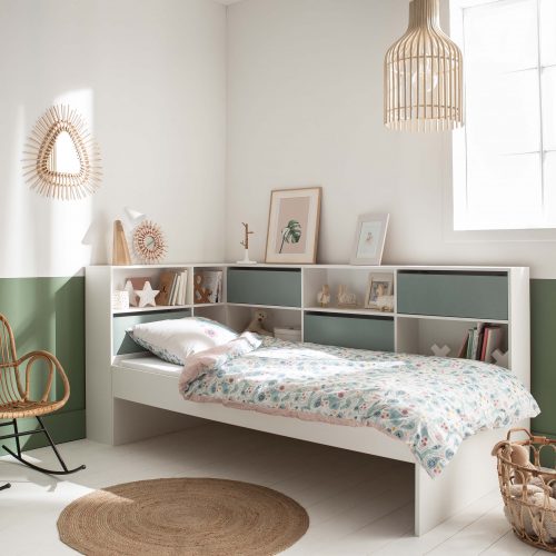 lit pour enfant et ado avec beaucoup de rangement couleur original vert mousse