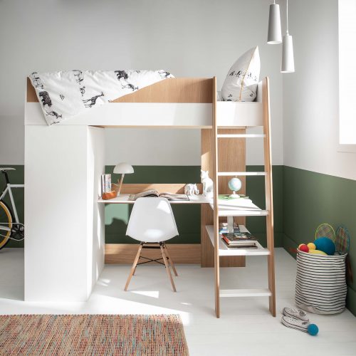 lit mezzanine pour enfant et ado avec rangement et bureau en angle