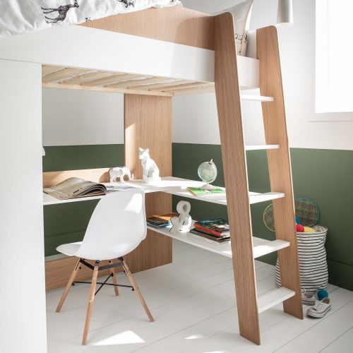 lit mezzanine pour enfant et ado avec rangement et bureau en hauteur