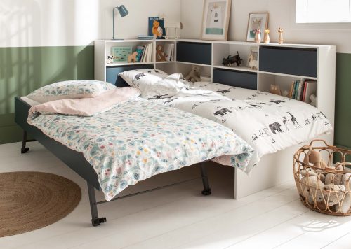 tiroir gigogne lit pour enfant et ado avec beaucoup de rangement bleu nuit pour matelas enfant