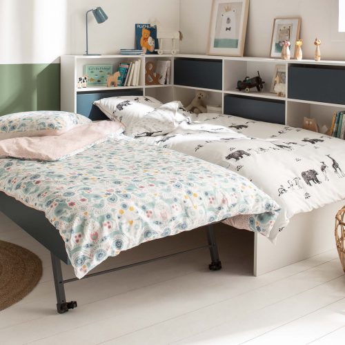 tiroir gigogne lit pour enfant et ado avec beaucoup de rangement bleu nuit pour matelas enfant