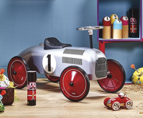 porteur en métal enfant en forme de voiture vintage