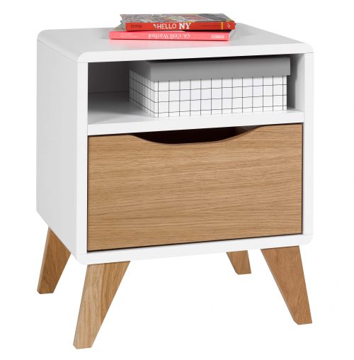 chevet de style scandinave blanc et bois moderne