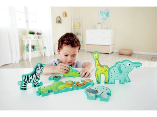 Puzzle alphabet et animaux de la jungle revendeur HAPE magasin de jouets en bois à st pierre 97410 livraison la réunion 974