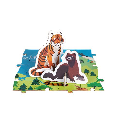 Puzzle éducatif Géant 200 pièces LES ANIMAUX MENACÉS FIGURINES