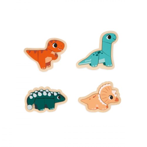 4 puzzles évolutifs Dino puzzle 1er âge revendeur JANOD magasin de jouets en bois jeu éducatif à st pierre 97410 livraison la réunion 974