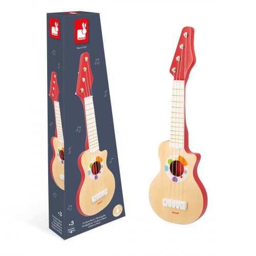 Guitare ROCK confetti instrument de musique jeu d'imitation en bois revendeur JANOD magasin de jouets en bois à st pierre 97410 livraison LA REUNION 974