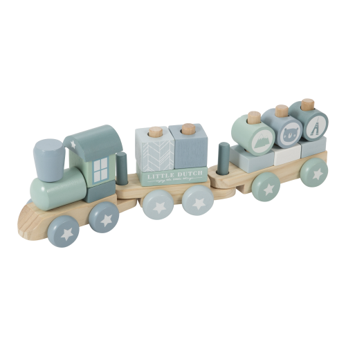 Train en bois avec blocs BLEU LD