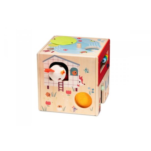 Cube d'activité en bois ferme jeu de motricité et de dextérité revendeur lilliputiens magasin de jouets en bois et montessori à st pierre 97410 livraison la réunion 974