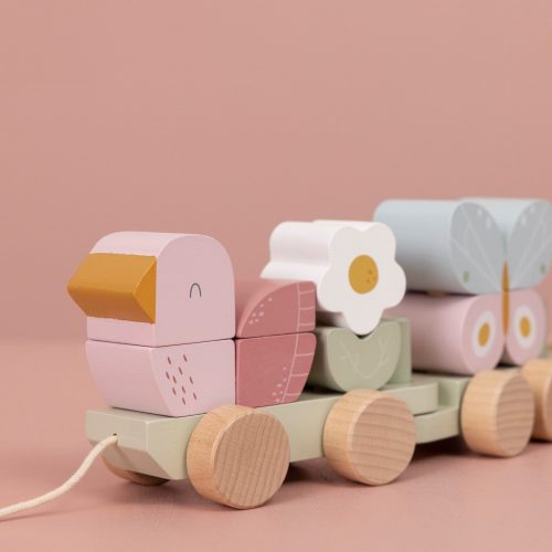 Train en bois avec blocs FLOWERS & BUTTERFLIES boutique de jouet enfant revendeur officiel Little Dutch saint pierre reunion 974