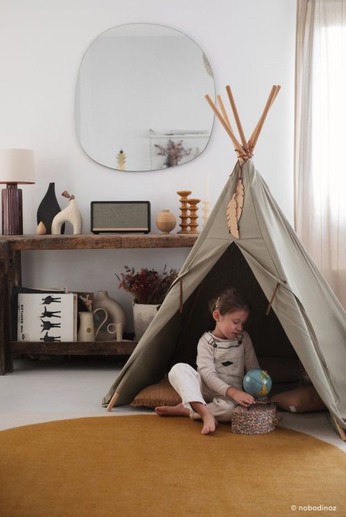 Tipi Nevada LAUREL GREEN en coton bio revendeur officiel NOBODINOZ boutique bébé et enfant décoration coton bio st pierre 97410 livraison LA REUNION 974