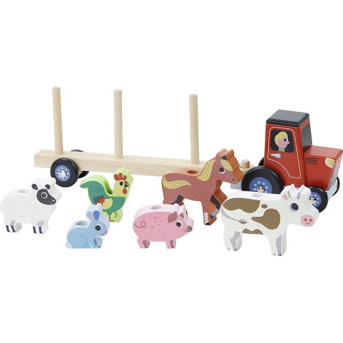 EMPIL'ANIMO CAMION DE TRANSPORT POUR ANIMAUX JOUETS EN BOIS