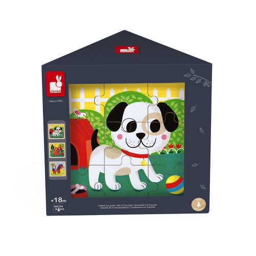 Coffret 3 puzzles 9 pièces ANIMAUX