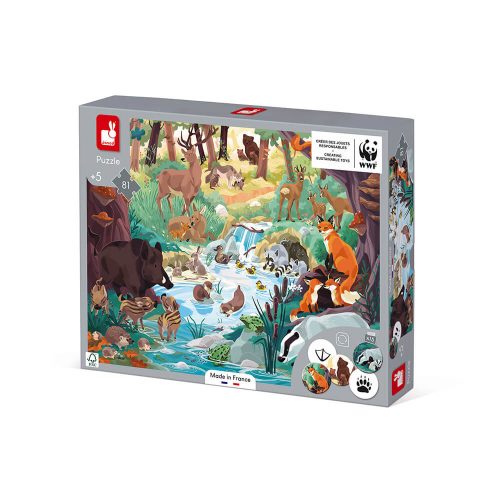 Puzzle les Empreintes des Animaux WWF revendeur officiel JANOD magasin de jouets en bois à st pierre 97410 livraison ile de la Réunion 974