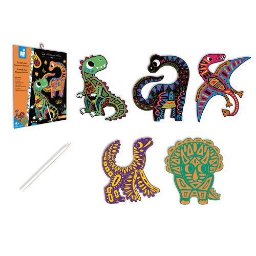 Kit créatif SCRATCH ART DINOSAURES SILHOUETTÉS