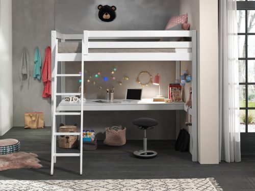 Lit Ado 2 places avec bureau FINLANDE Blanc