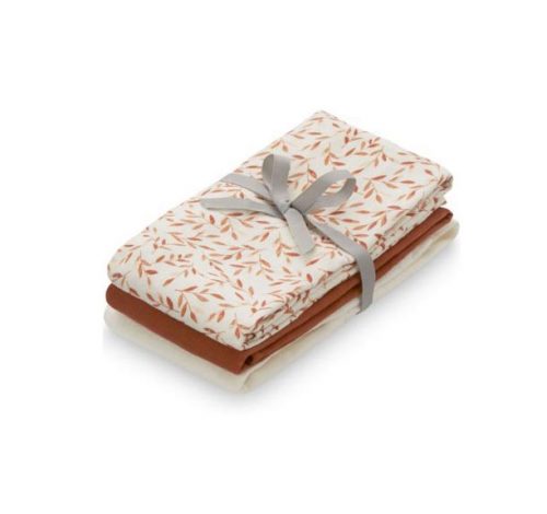 Lot de 3 langes en mousseline de coton bio CARAMEL LEAVES CAM CAM COPENHAGEN