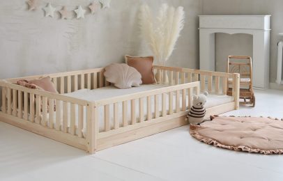 Lit Montessori 2 PLACES 140x200 avec barrière MIKKEL tendance scandinave boutique de meuble pour enfant lit sécurisé en bois massif saint pierre ile de la reunion 974