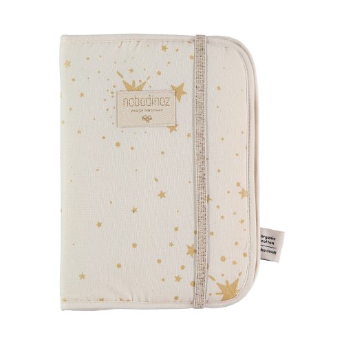 Protège carnet de santé en coton bio GOLD STELLA NATURAL