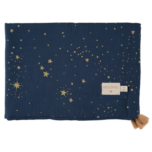 Couverture en coton bio TREASURE GOLD STELLA MIDNIGHT BLUE NOBODINOZ