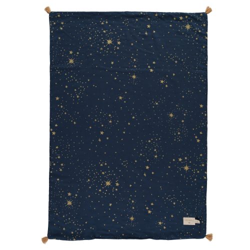 Couverture en coton bio TREASURE GOLD STELLA MIDNIGHT BLUE NOBODINOZ