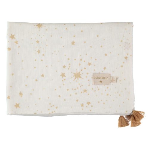 Couverture en coton bio TREASURE GOLD STELLA WHITE NOBODINOZ