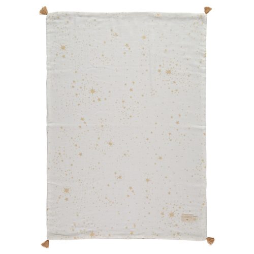 Couverture en coton bio TREASURE GOLD STELLA WHITE NOBODINOZ