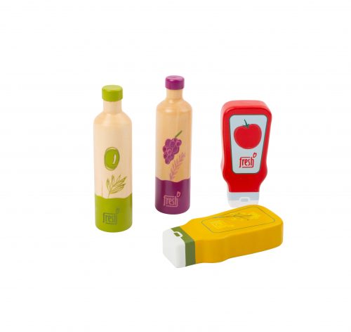 Set de sauces et huiles en bois pour cuisine d'enfant