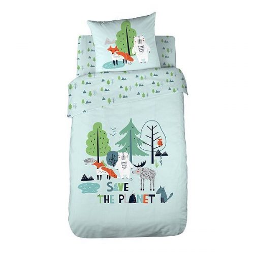 Parure de lit 140x200 SAVE THE PLANET en coton BIO