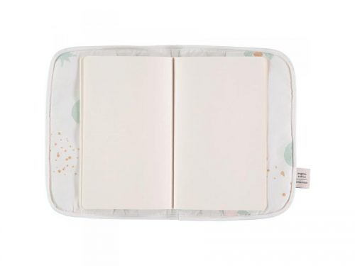 Protège carnet de santé en coton bio AQUA ECLIPSE WHITE