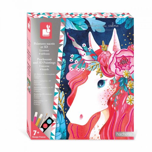 Peinture Nacrée et 3D Licorne loisirs créatifs enfant revendeur officiel JANOD magasin de jouets en bois à st pierre 97410 livraison ile de la Réunion 974