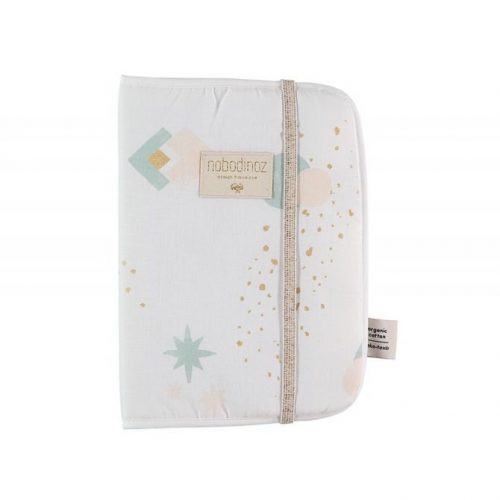 Protège carnet de santé en coton bio AQUA ECLIPSE WHITE