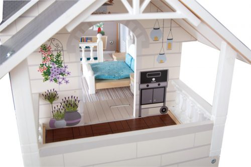 Maison de poupée en bois avec accessoires