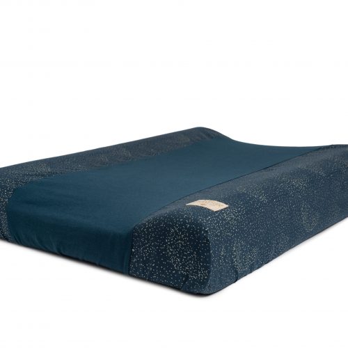 Matelas à langer en coton bio GOLD BUBBLE NIGHT BLUE