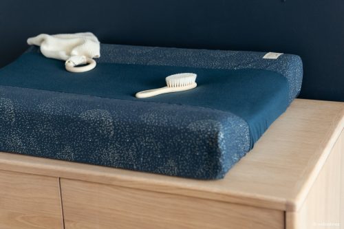 Matelas à langer en coton bio GOLD BUBBLE NIGHT BLUE