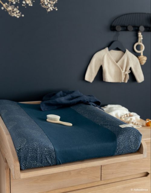 Matelas à langer en coton bio GOLD BUBBLE NIGHT BLUE