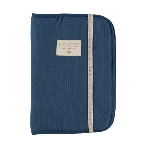 Protège carnet de santé en coton bio NID D'ABEILLE NIGHT BLUE