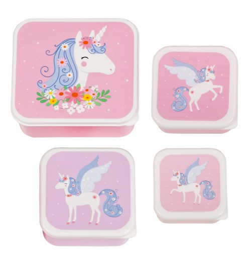 Lot de 4 boîtes à goûter LICORNE