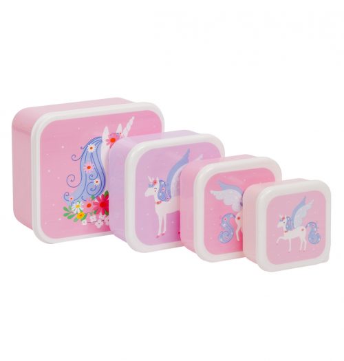 Lot de 4 boîtes à goûter LICORNE