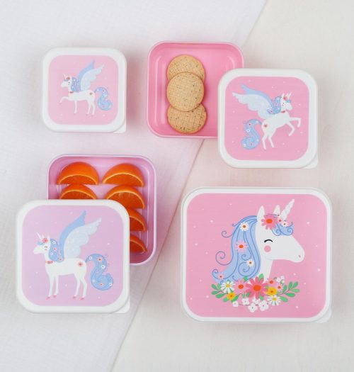 Lot de 4 boîtes à goûter LICORNE